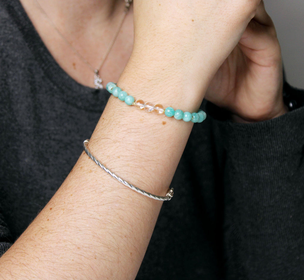 Amazonite & Cristal de Roche – 22.90 €