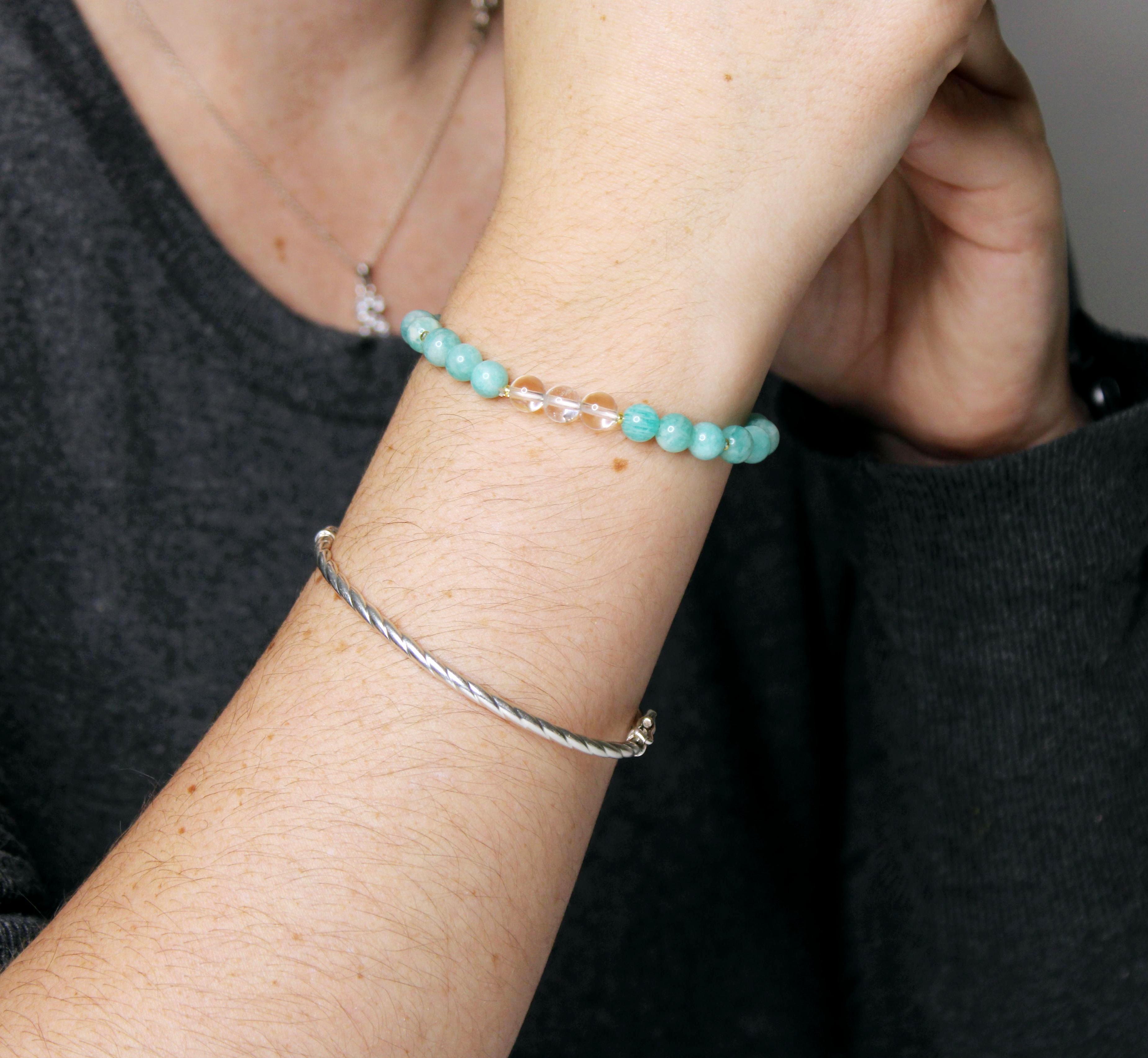 Amazonite & Cristal de Roche – 22.90 €